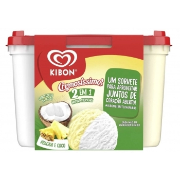 KIBON CREMOS 2EM1 TROPICAL ( ABACAXI E COCO )4X2L/956G